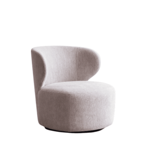 Sillón Giratorio Beige Tejido 100% Poliéster - Estructura Madera y Hierro 73x68x74 cm