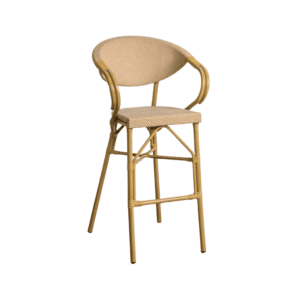 Taburete Beige de Aluminio y Textileno 57x62x111 cm con Asiento de 75 cm