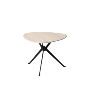 Mesa de Centro de Piedra Sinterizada Travertino 50x50x52 cm con Patas de Hierro Negro