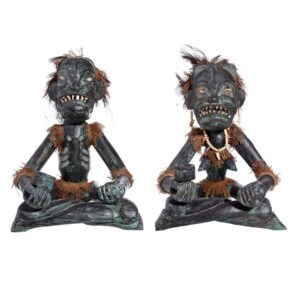 Figura decorativa de madera negra S/2 - 50 x 53 x 67 cm