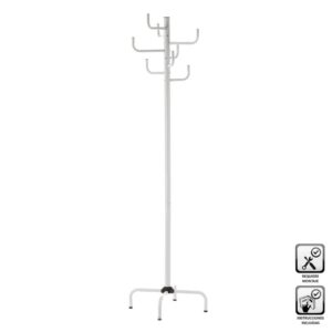 Perchero de Metal Blanco 8 Brazos 40x40x183 cm, Soporta 10 kg