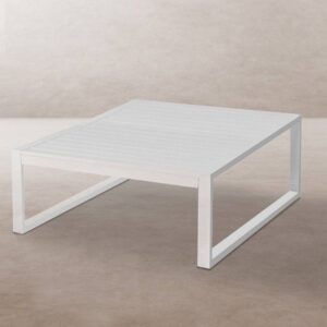 Mesa Baja de Jardín IO | Aluminio Blanco Minimalista - 100x100 cm