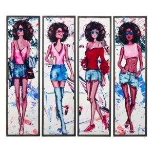 Cuadro de Impresión Multicolor Chicas 34x2x120 cm - PVC-DM con Gancho