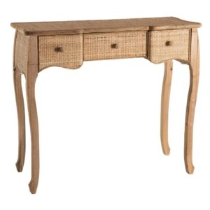 Consola Compacta de Madera Natural Reciclada 90 cm con Cajones y Diseño Boho para Salones y Recibidores