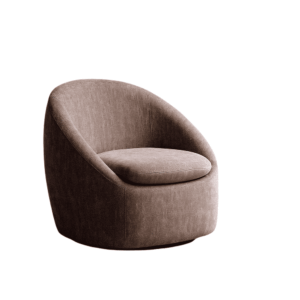 Sillón Giratorio Taupe Tejido 100% Poliéster - Estructura Madera y Hierro 72x63x73 cm