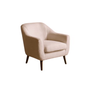 Sillón Blanco de Tejido y Madera, 74x68x76 cm, Cojín Desenfundable