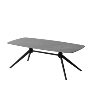 Mesa de Centro de Piedra Sinterizada Imitación Mármol Negro 120x60x42 cm con Patas de Hierro