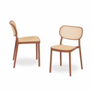 Pack de 2 Sillas Apilables Beige Teja de Polipropileno Kyle - Diseño Moderno y Ergonómico para Interiores y Exteriores