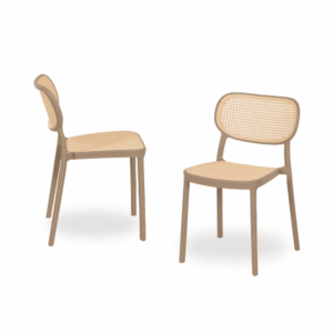 Pack de 2 Sillas Beige Taupe Kyle de Polipropileno - Diseño Moderno y Apilables, 78 cm de Altura, Perfectas para Hogar y Comercio