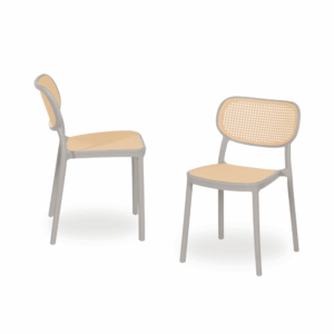 Pack de 2 Sillas Beige y Gris de Polipropileno Kyle - Diseño Contemporáneo, Apilables y Resistentes para Interiores y Exteriores, 78 cm de Altura