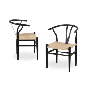 Pack de 2 Sillas de Metal Negra Austin - Diseño Moderno y Elegante para Comedor y Sala de Estar (75 cm)