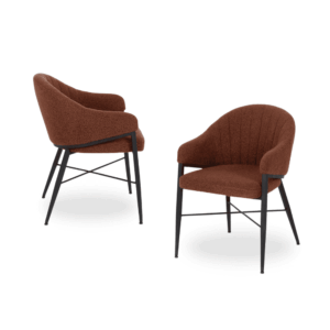 Pack de 2 Sillas Dylan con Brazos en Tela Teja y Patas de Metal - Diseño Moderno y Ergonómico para Salones y Comedores