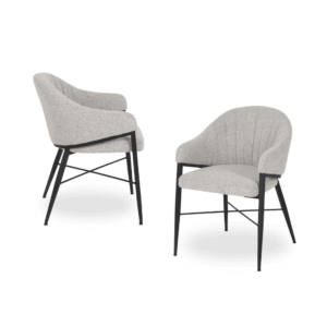 Pack de 2 Sillas Dylan con Brazos de Tela Gris y Patas de Metal - Diseño Moderno y Ergonómico para Comedores y Oficinas