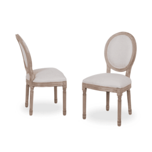Pack de 2 Sillas Medallón Beige Elegante Micah - Diseño Sofisticado y Confortable para Salón y Comedor, 96 cm, Estructura de Madera y Tapizado de Poliester