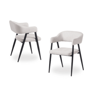 Pack de 2 Sillas Jonas Crema de Tela con Patas de Metal Negro - Diseño Moderno y Confort Ergonomico para tu Hogar