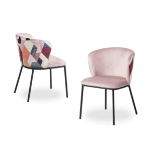 Pack de 2 Sillas Rosa Palo Caleb - Diseño Moderno en Tela Suave y Patas de Metal, 77 cm