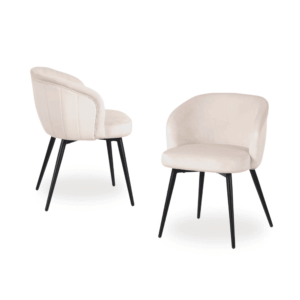 Pack de 2 Sillas Archer de Terciopelo Blanco con Patas de Metal Negro - Diseño Elegante y Confort Superior para Comedor y Salón