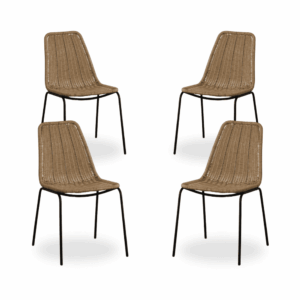 Pack de 4 Sillas de Ratán Sintético para Exterior - Diseño Ergonómico y Resistente, Perfectas para Jardines y Terrazas