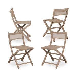 Pack de 4 Sillas Plegables Beige Belmar en Polipropileno - Diseño Compacto y Moderno para Exteriores