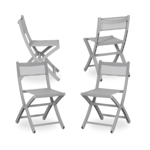 Pack de 4 Sillas Plegables Grises para Exteriores Belmar - Comodidad y Estilo en Polipropileno y Textileno