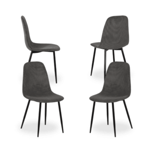 Pack de 4 Sillas de Pana Gris Xalven - Diseño Moderno y Elegante para Salón, Comodidad y Durabilidad