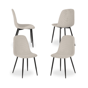 Pack de 4 Sillas de Pana Crema Xalven - Diseño Moderno y Confort Ergonomico para Salón