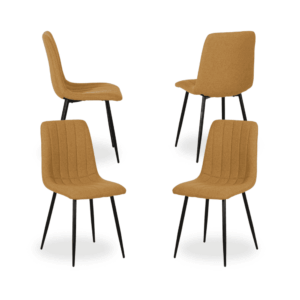 Pack de 4 Sillas Mostaza Thalric de Tejido y Metal - Diseño Moderno para Salón, Comodidad y Estilo
