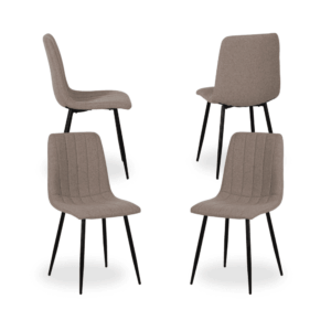 Pack de 4 Sillas Beige Thalric de Tejido y Metal para Salón - Diseño Elegante y Confort Ergonomico