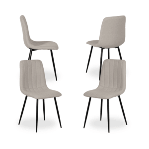 Pack de 4 Sillas Crema Thalric de Tejido y Metal para Salón - Diseño Moderno y Confort Óptimo 88 cm
