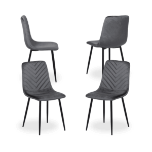 Pack de 4 Sillas de Terciopelo Gris Orion - Elegancia y Confort para Comedores y Despachos (88,5 cm)