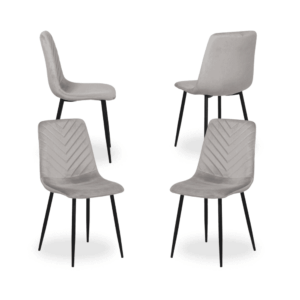 Pack de 4 Sillas de Terciopelo Gris Claro Orion - Elegancia y Comodidad para Hogar y Oficina (88,5 cm)