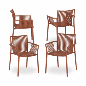 Pack de 4 Sillas Tatum Apilables de Polipropileno para Exterior - Color Caldera, 83 cm de Altura, Comodidad y Estilo para Jardín y Terraza