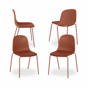 Pack de 4 Sillas de Metal y Polipropileno para Exterior Maddox - Diseño Moderno en Color Caldera, Altura 85 cm, Comodidad y Estilo para tu Terraza