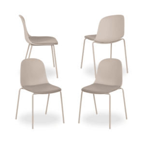 Pack de 4 Sillas de Exterior Maddox Beige - Metal y Polipropileno, Comodidad y Estilo para Jardín y Terraza