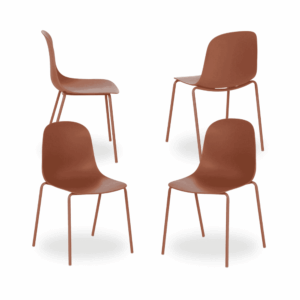 Pack de 4 Sillas Finley de Metal y Polipropileno para Exterior - Diseño Moderno en Color Caldera, Altura 85 cm, Comodidad y Resistencia