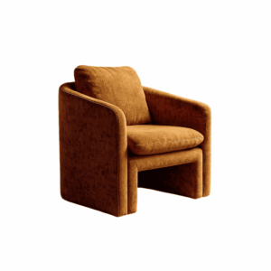 Sillón Ocre Tejido 100% Poliéster con Estructura de Madera 76x68x81 cm