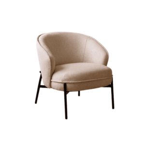 Sillón Beige de Poliéster y Metal 70x75x70 cm con Espuma