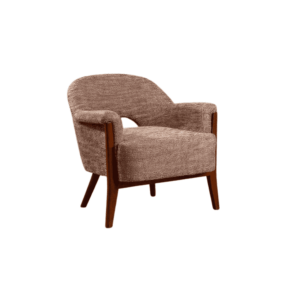 Sillón Beige-Marrón Tejido 100% Poliéster y Madera de Caucho 75x74x76 cm