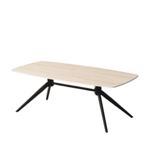 Mesa de Centro de Piedra Sinterizada Travertino 120x60x42 cm con Patas de Hierro Negro