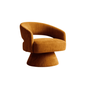 Sillón Giratorio Ocre Tejido 100% Poliéster - Estructura Madera y Hierro 71x68x72 cm