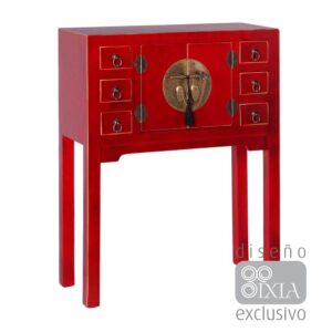 Consola Roja de DM Clásica con Patas Altas - Almacenamiento Elegante y Moderno (63 cm)