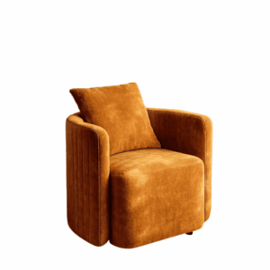 Sillón Giratorio Ocre Tejido 100% Poliéster - Estructura Madera y Hierro 76x70x84 cm