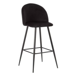 Taburete Alto Negro de Tejido y Metal - 40,2 x 48,2 x 102 cm