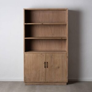 Estantería Natural de Madera de Olmo 122x44x210 cm con Puertas 58x78 cm