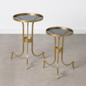 Mesa Auxiliar de Metal y Cristal Oro 38,5x38,5x61 cm