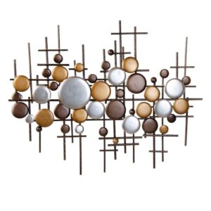 Mural Pared Decorativo de Metal Oro-Plata 91,5 x 4,5 x 72 cm