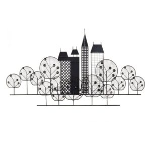 Mural Pared de Metal Negro New York 106 x 4 x 56 cm