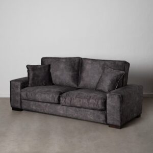 Sofá 3 plazas gris oscuro de tela para salón moderno – 230 x 93 x 97 cm