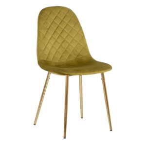 Silla de terciopelo verde con patas de acero, 45x47x84.5 cm