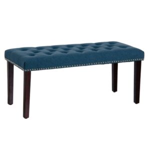 Banqueta Azul de Madera con Asiento de Pino y DM - 115x44x43 cm